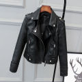 Korean Version of Slim PU Leather Jacket Women's New Motorcycle Leather Short Coat. 