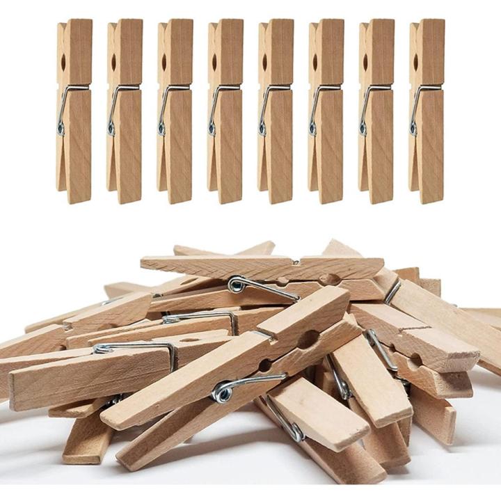 Clothes Pins Heavy Duty with Spring, Wooden Clothespins for Clothes