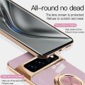 Luxury Plating Silicone Shockproof Phone Case For Google Pixel 8 7 Pro 7A 6A 5A Metal Ring Magnetic Holder Stand Soft Back Cover Abandon Abandon.