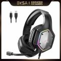 EKSA E1000 V2 RGB Gaming Headphones For PC/PS4/PS5/Phone With Noise Cancelling Mic,USB/Type C Wired Headset Gamer 7.1 Surround.