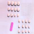 24pcs press on nails short Square Love Design press on nails black french tip press on nails cute nail press on acyrlic na.