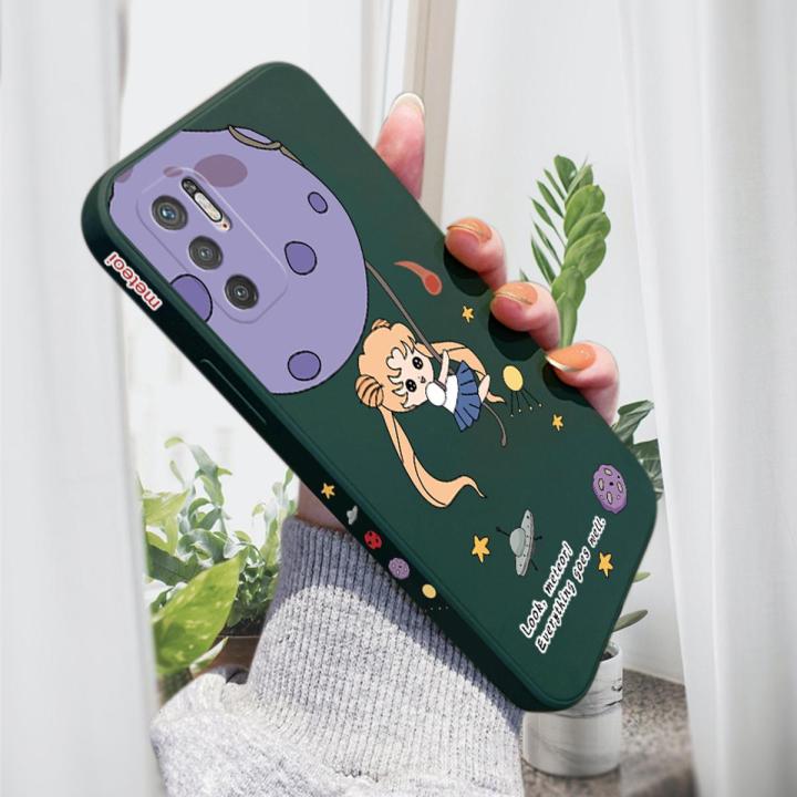 AMORVOR for Xiaomi Redmi Note 10 5G/Poco M3 Pro Back Cover Lovely Sailor Moon Side design Soft Case Liquid Silicone Phone Cases