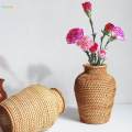 Hand Woven Rattan Flower Basket Vase Boho Flower Holder Plant Flower Vase. 
