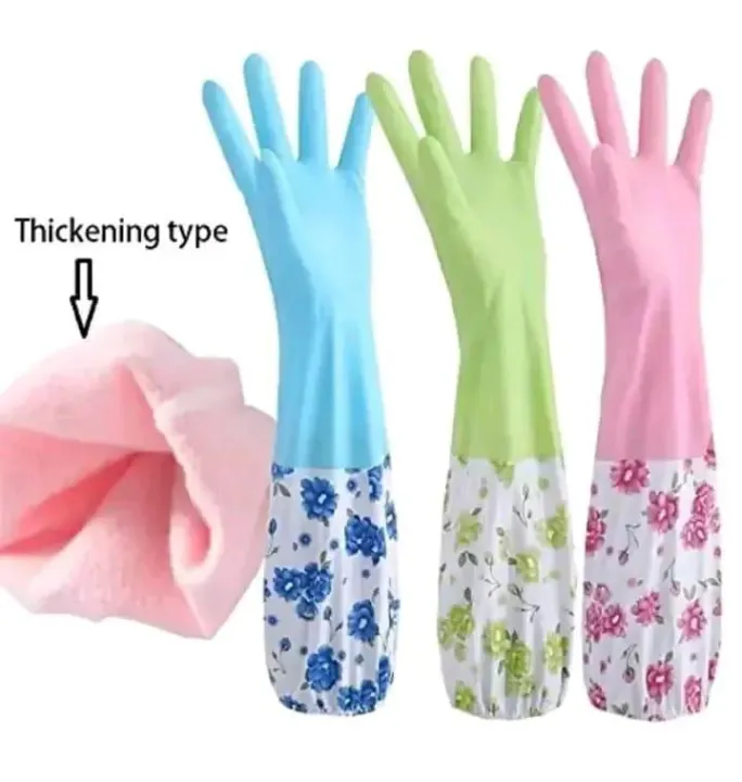 2%20Pcs%20Hand%20Gloves%20Best%20Quality%20Silicone%20Dish%20Washing%20Kitchen/Garden%20Hand%20Gloves%20-%20Multicolor%20-%20Image%202