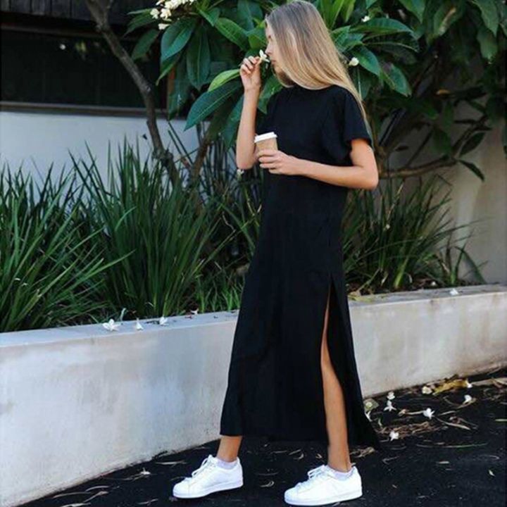 Black Dress Casual Dress With White Sneakers Casual Dress With