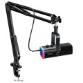 FIFINE XLR/USB Gaming Microphone Kit with Headphone Jack/Mute/RGB /Arm Stand,Dynamic Mic Set for PC PS5/4 Mixer AmpliGame AM8T. 