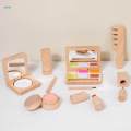 Pretend Play Makeup Beauty Set Kids Pretend Play Makeup Set for Girls Role Playing Makeup Set Toy Wooden Makeup Toys for Halloween Children.