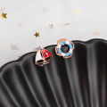 Women Cartoon Enamel Stud Earrings Icecream Hamburger Fruit Pineapple Egg Milk Animal Ear Studs Cute Gift-Cola Kids. 