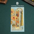 Creative Retro Metal Floral Glimpse Bookmarks Famous Painting Handbook Pendant Reading Book Clip Hollow Out Tassel Bookmarks for Book Lovers Writers Readers. 