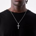 Classic Cross Pendant Necklace Men New Fashion Handmade Stainless Steel Twist Chain Necklace For Men Jewelry Gift.