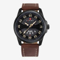 NAVIFORCE NF9124 Dark Brown PU Leather Analog Watch For Men - Black & Dark Brown.