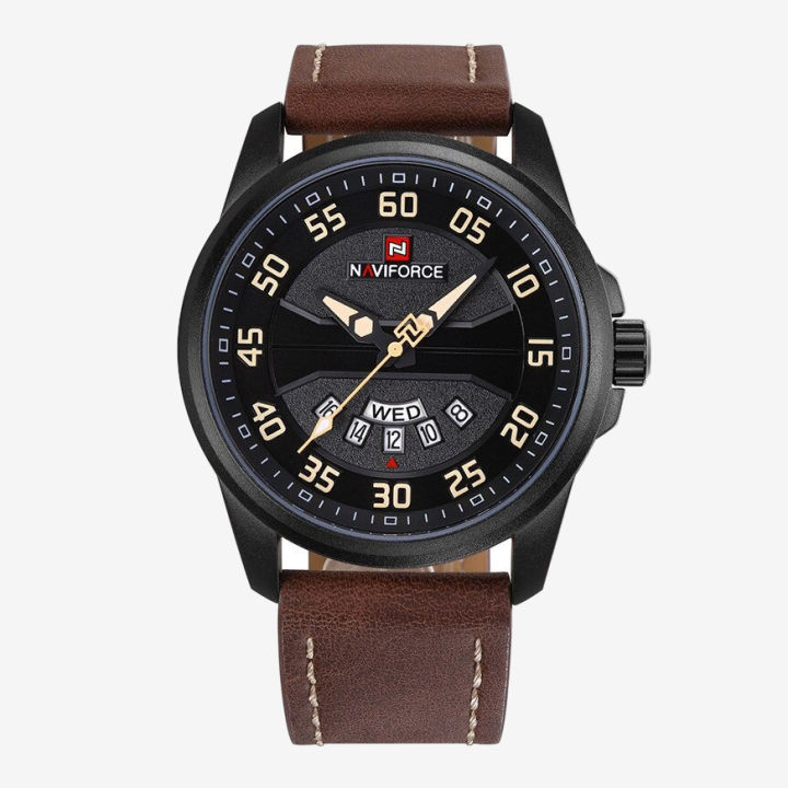 NAVIFORCE%20NF9124%20Dark%20Brown%20PU%20Leather%20Analog%20Watch%20For%20Men%20-%20Black%20&%20Dark%20Brown%20-%20Image%203