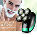 5 In 1 4D Men's Rechargeable Bald Head Electric Shaver 5 Floating Heads Beard Nose Ear Hair Trimmer Razor Clipper Facial Brush. 