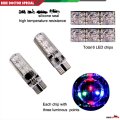 Waterproof RGB LED Multi Color Bright Parking Sports Light with Memory Function for Motorcycle, Car- 2pcs 12V T10 LED 5050SMD RGB Flashing Silicone Coated. 