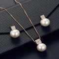 3Pcs Fashion Elegant Imitation Pearl Rhinestones Geometry Necklace Earrings For Women Bride Wedding Party Jewelry Set Gifts Mzea. 