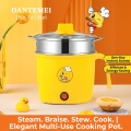 DTM Little Yellow Duck Mini Electric Pot | 1.8L Hostel-Friendly Multi-Cooker | 450W-600W Dual Power Modes for Solo Meals, Viral Recipes & Creators | Auto-Shutoff Safety & Phone Stand Lid. 