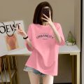 Summer Short Sleeve T Women's Extra Large Size T-shirt 2-300 Jin Loose Fat mm Casual Slimming Slim Fit Mid-Length Printed Top. 