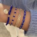 new jewelry sweet and cool style black diamond five-petal flower multi-layer bracelet set ins style bracelet four-piece set.