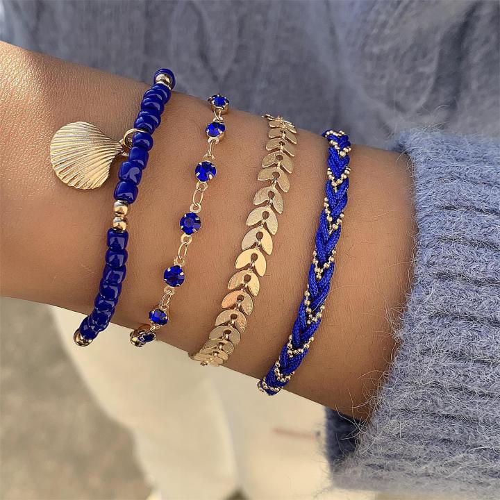 new%20jewelry%20sweet%20and%20cool%20style%20black%20diamond%20five-petal%20flower%20multi-layer%20bracelet%20set%20ins%20style%20bracelet%20four-piece%20set%20-%20Image%202