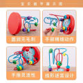 Baby early education toys baby Montessori building block set pillar tapping piano twisting insect puzzle gift mini winding bead string.