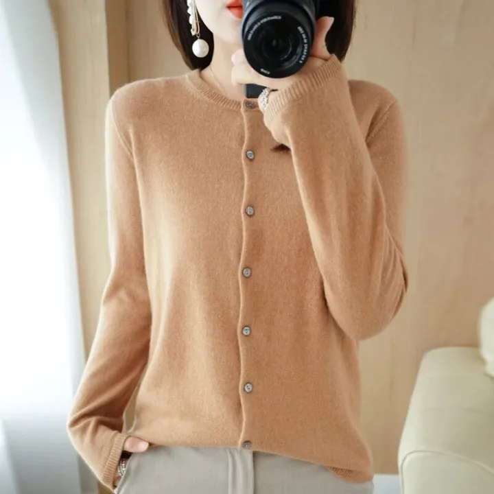 New%20Chic%20Autumn%20Winter%20Women%E2%80%98s%20O-neck%20Cashmere%20Cardigan%20Sweater%20Solid%20Cashmere%20Knitted%20Female%20Cardigan%20-%20Image%203