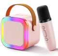K12 Portable Bluetooth Speaker with Karaoke Mic, RGB Lights, HiFi Sound, and Subwoofer. 
