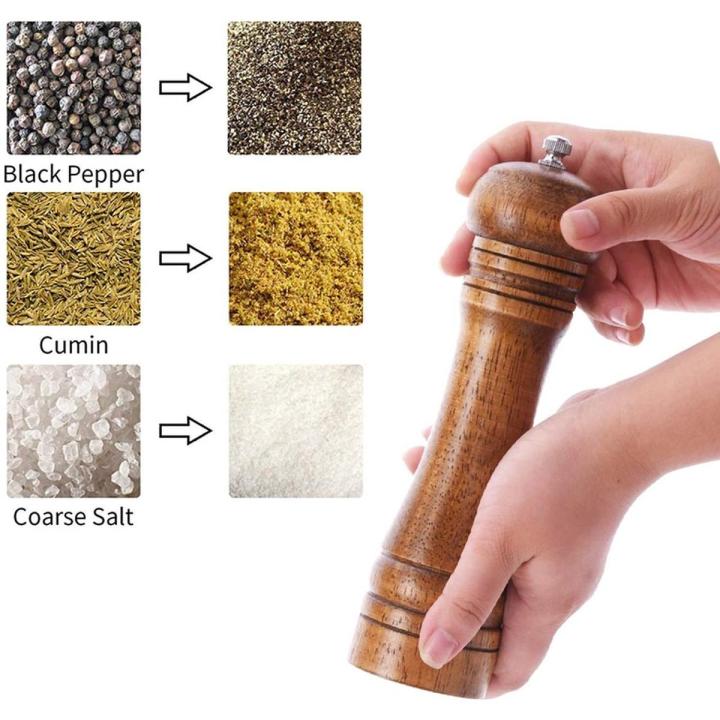 Manual Adjustable Wood Pepper & Salt Grinder Mill - 26cm Height Traditional Grinder