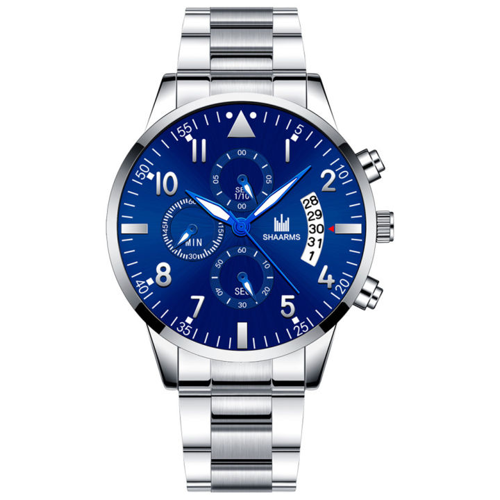 LO%E3%80%90Life%20waterproof%E3%80%91SHAARMS%20Fashion%20Man's%20Business%20Casual%20Watch%20Quartz%20Movement%20Steel%20Strap%20Simple%20Trendy%20Wristwatch%20with%20Calendar%20-%20Image%204