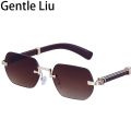 Small Rectangle Rimless Sunglasses Men 2023 New Fashion Square Frameless Sun Glasses for Male Shades Lunettes De Soleil Homme. 