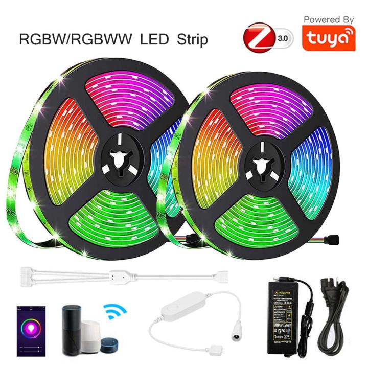 5m 10m TUYA  RGBW RGBWW Led Strip SMD 5050 Dimmable Light+Mini Controller+DC12V wer Echo Plus Google Home Voice Control--non -5m RGBW Full Kit-