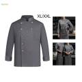 Chef Jacket Waiter Gray Wear Resistant Chef Coat for Kitchen XL.