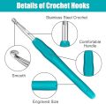 44 Pcs Crochet Hooks Set with Cute Blue Storage Case | 14 Size Crochet Needle Soft Grip Handles and various Crocheting Accessories | Ideal for Beginners and Experienced Crocheters. 