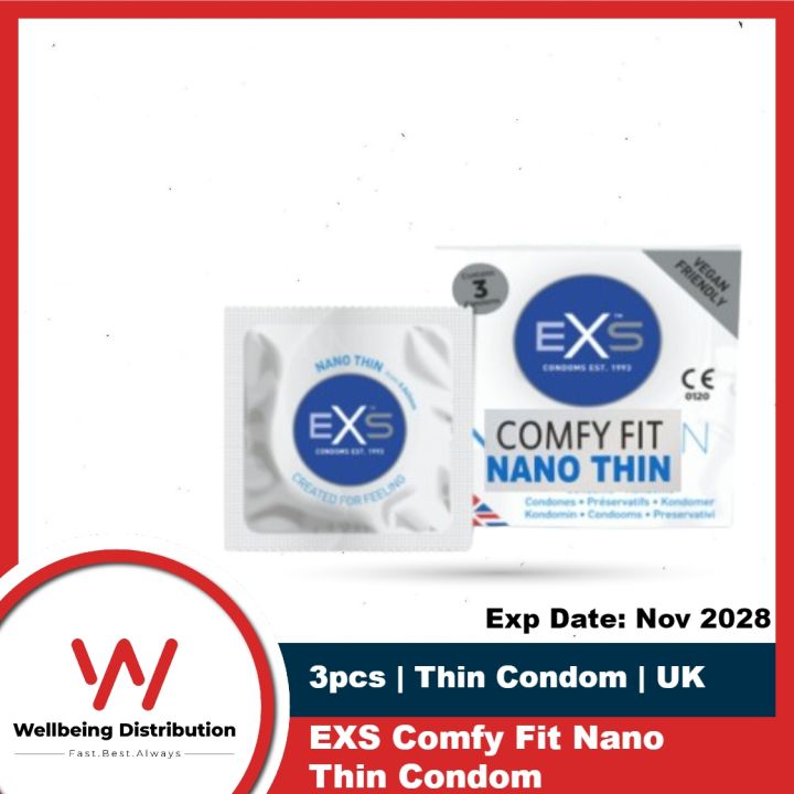 EXS  Nano Thin Condom for Men | Single 3pcs Pack | UK | EXS Ribbed, Cola, Snug, Glow, Delay 3pcs Condom - Choose Before Order