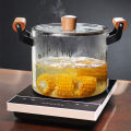 High Temperature Resistant Transparent Lid With Wooden Handle Stock Pot With Large Capacity Open Flame Heating Glass Double Ear.