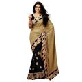Black And Golden Georgette Saree For Women. 