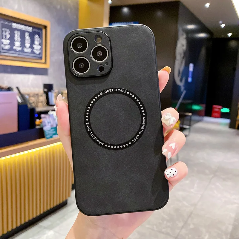 Leather Magnetic Wireless Charging Macsafe Case for Magsafe IPhone