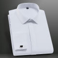 M-6XL Classic Men's French Cuffs Dress Shirt Long Sleeve Covered Placket Formal Business Standard-fit Office Work White Shirts KEEMEEUYZO. 