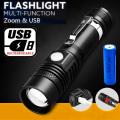 Brillante Torcia Led Torch Usb Rechargeable, Super Bright 600 Lumen Zoomable Pocket Torch Flashlight, Adjustable Focus Waterproof Powerful Torch For Camping. 