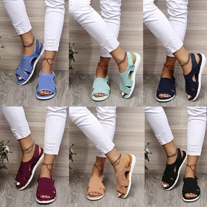 Spot%202021%20Autumn%20Fish%20Head%20Casual%20Velcro%20Fashion%20Sandals%20Flat%20Women's%20Shoes%20Origin%20Source%206%20Color%20Plus%20Size%20-%20Image%203