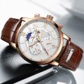 2022 LIGE Watches Mens Top Brand Luxury Clock Casual Leathe 24 Hour Moon Phase Men Watch Sport Waterproof Quartz Chronograph+Box. 