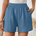 Women's Double Layered Cotton Pleats Shorts Straight Leg Casual Pants High Waist Sports Loose Shorts Fashion Streetwear.