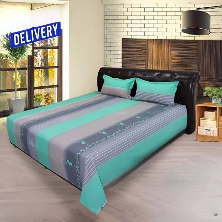Cotton%20Fabric%20%20Printed%207%20Feet%20by%208%20Feet%20Double%20King%20Size%20Bedsheet%20Set%20with%20Two%20Pillow%20Covers%20%20Bed%20Sheet%20-%20Image%202