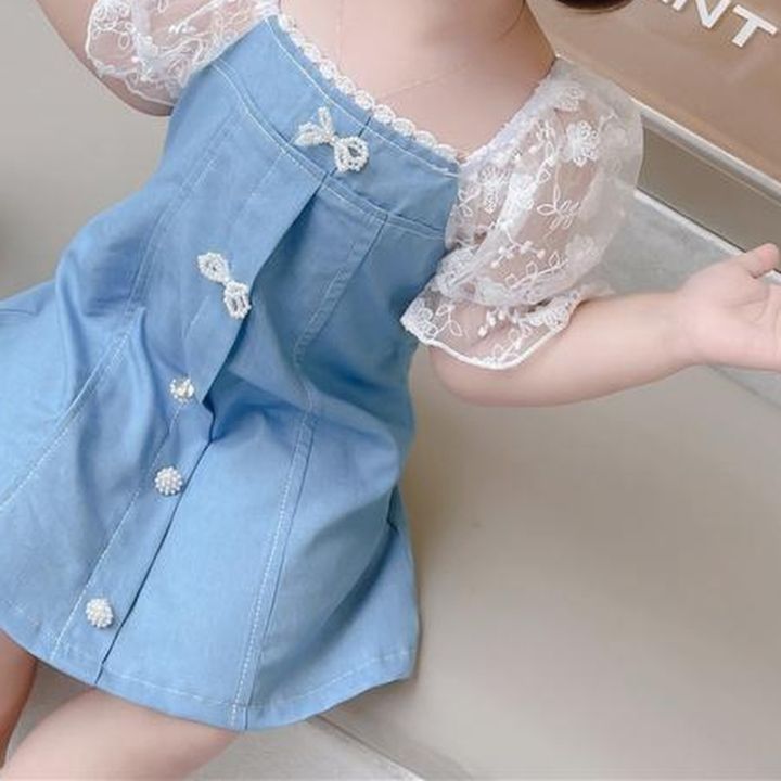Summer Baby Jean Dress Girls Thin Denim Dress Summer 2024 New