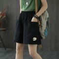 Women's Cotton High Waist Casual Shorts2022Summer Thin New Artistic Pure Color Slimming Versatile Pocket Wide Leg Pants.