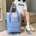 Large capacity travel bag, spinner wheel, student business trip, waiting for birth, storage bag, waterproof, wet and dry separation, expandable duffle bag. 