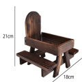 GC Squirrel Feeder With Table Benches, Wooden Corn Cob Holder, Feeding Table For Squirrel Chipmunk Picnic Table, Chipmunk Feeder With Solid Structure. 