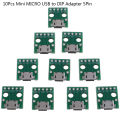 10Pcs MICRO USB to DIP Adapter 5Pin Female Connector PCB Converter Board MJD.