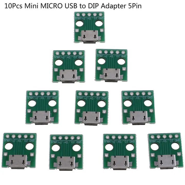 10Pcs%20MICRO%20USB%20to%20DIP%20Adapter%205Pin%20Female%20Connector%20PCB%20Converter%20Board%20Demoo%20-%20Image%202
