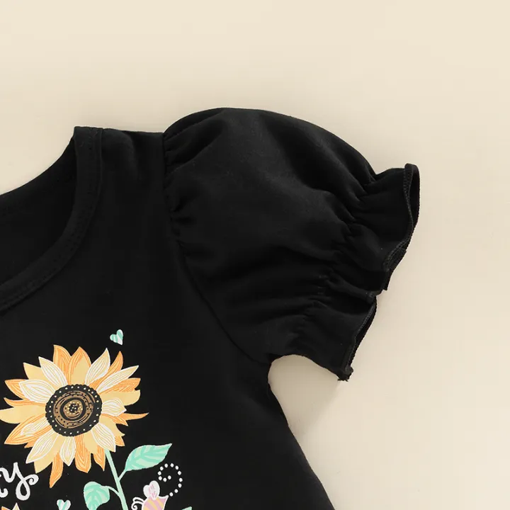 Kid%20Girl%20Outfit%20Set%20Letter%20Sunflower%20Printed%20Short%20Sleeve%20Ruffle%20Hem%20Tops%20Elastic%20Waist%20Flared%20Pants%20-%20Image%205