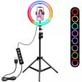 10" RGB LED Soft Ring Light with Tripod Stand for Photography Makeup YouTube Video Shooting Selfie - Ring Light. 